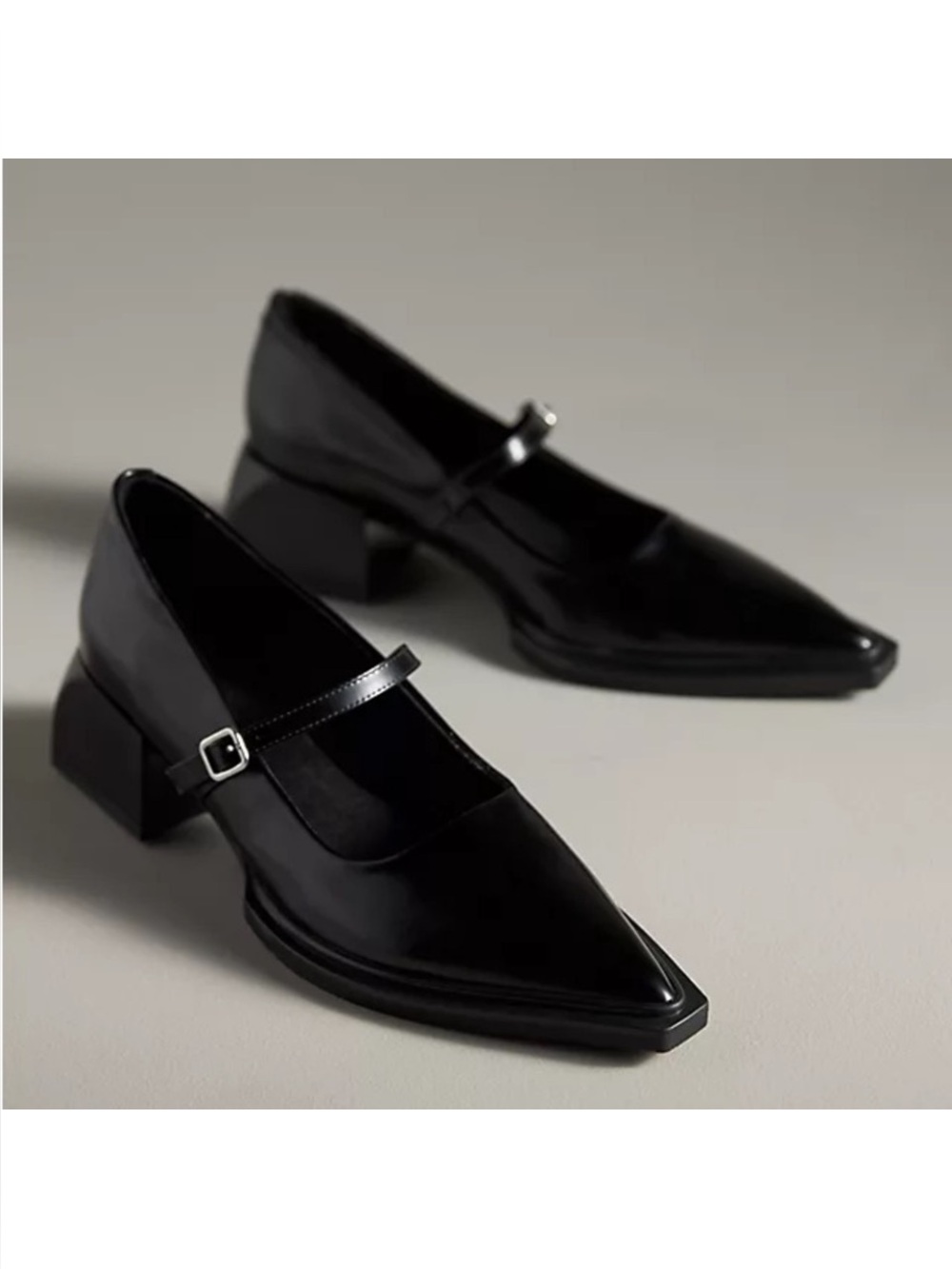 NEW Vagabond Vivian Pointed Block Heel Leather Black Strap Mary Jane Sz 8 Rare